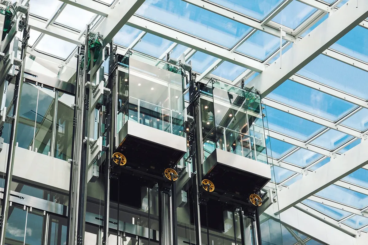 Engineer working on a lift installation